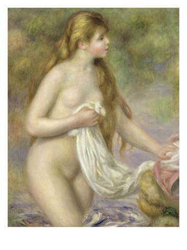 Bather with Long Hair - Pierre Auguste Renoir Painting